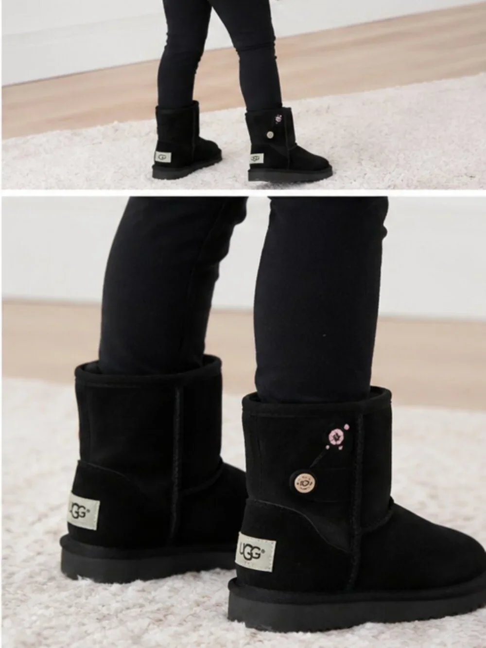 UGG Jona Mini Boot Black Kids Size 10 Toddler EU 27.5 Winter Boots